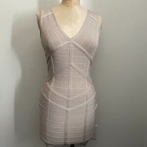 Beige Sleeveless Bandage Bodycon Dress